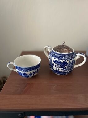 Partial Vintage Blue Willow Tea Set